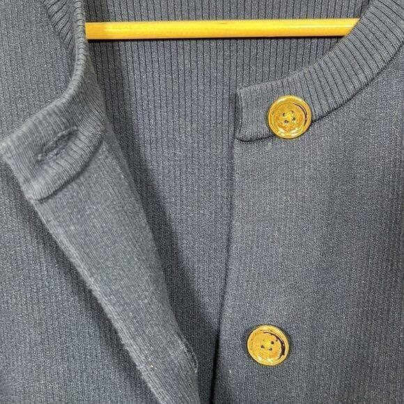 J. McLAUGHLIN Women’s Button Front Ribbed Cotton Blend Long Cardigan Blue Medium - Picture 4 of 6